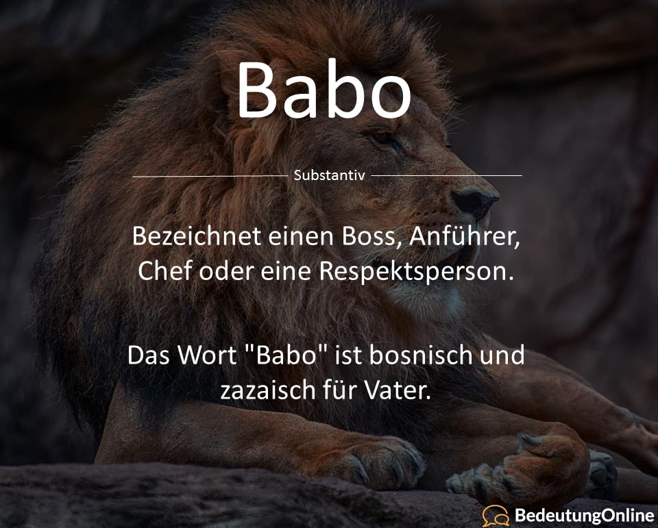 Was bedeutet Babo? Bedeutung auf deutsch, Definition