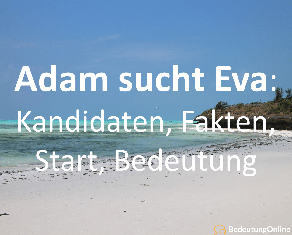 Adam sucht Eva: Kandidaten, Fakten, Start, Bedeutung