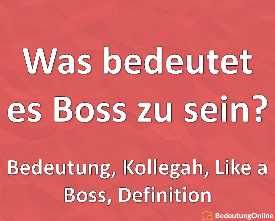 Boss, Was bedeutet es sein eigener Boss zu sein, Bedeutung, Kollegah, Like a Boss, Definition