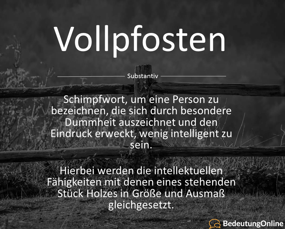 Was bedeutet Vollpfosten? Bedeutung und Definition erklärt