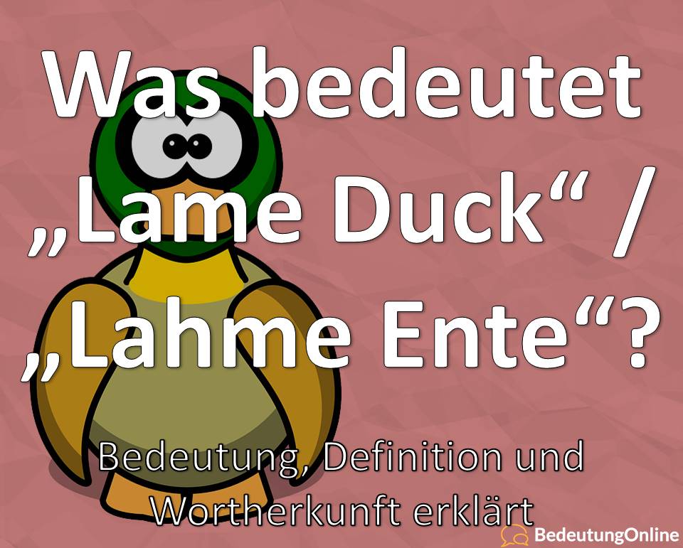 Was bedeutet Lame Duck / lahme Ente? Bedeutung auf deutsch, Herkunft, Übersetzung
