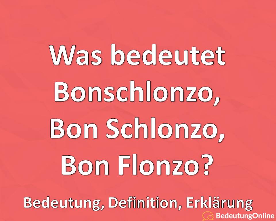 Was bedeutet Bonschlonzo / Bon Schlonzo / Bon Flonzo? Bedeutung, Definition, Erklärung