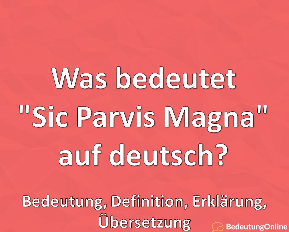 Was bedeutet, Sic Parvis Magna, auf deutsch, Bedeutung, Definition, Erklärung, Übersetzung