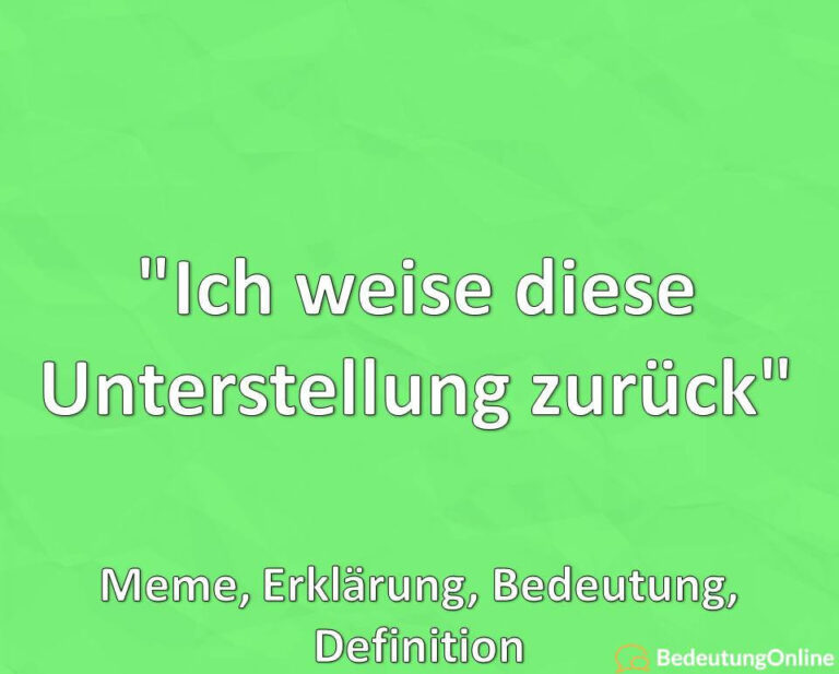 "Ich weise diese Unterstellung zurück" Meme, Erklärung, Bedeutung, Definition Bedeutung Online