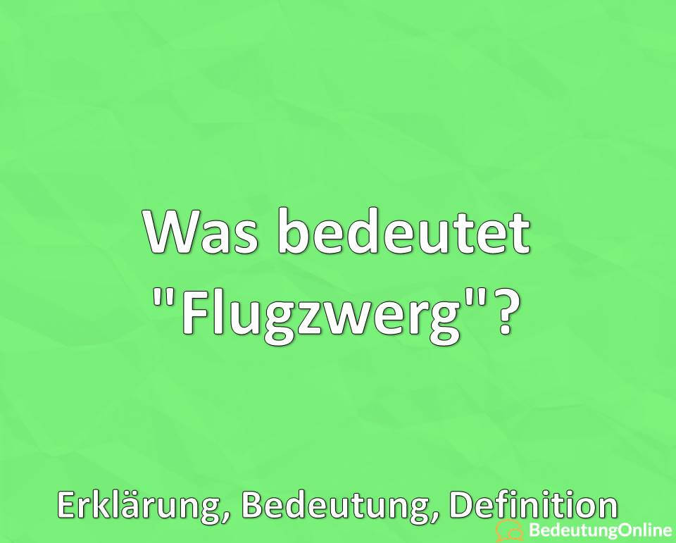 Was bedeutet „Flugzwerg“? Erklärung, Bedeutung, Definition