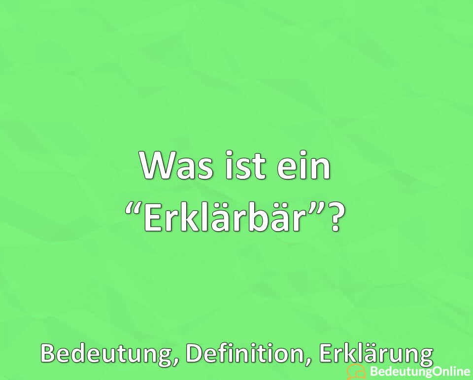 Was ist ein “Erklärbär”? Bedeutung, Definition, Erklärung