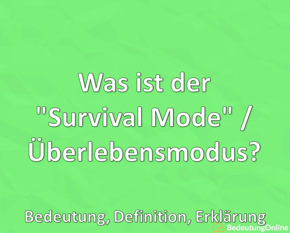 Was ist der Survival Mode, Überlebensmodus, Bedeutung, Definition, Erklärung