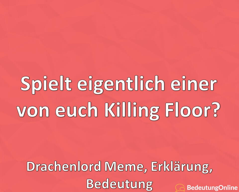 Spielt eigentlich einer von euch Killing Floor, Drachenlord Meme, Erklärung, Bedeutung